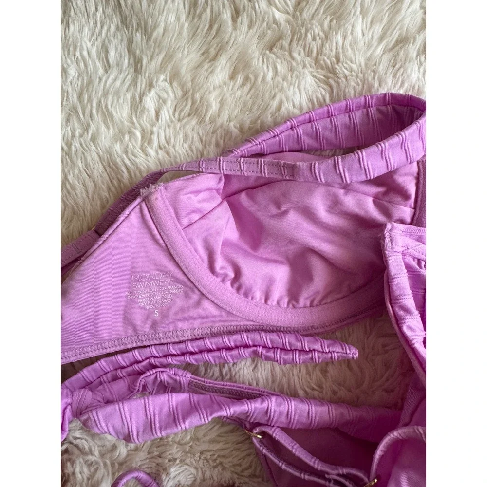 Monday Swimwear Women's Purple Lavender Ribbed Bikini Set Size S